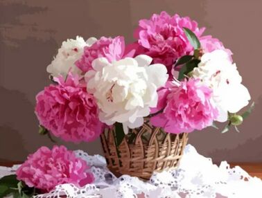 Розпис по номерах 40х50 12130-АС Півонії в кошику "Art Craft" арт крафт