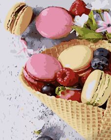 Розпис по номерах 40х50 GS1401 Макаруни у вафельному коржику "Strateg"