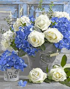 Розпис по номерах 40х50 GS1498 Троянди та гортензії "Strateg"