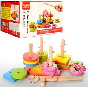 гра деревяна геометрика квадрати кола рибалка  md 0902