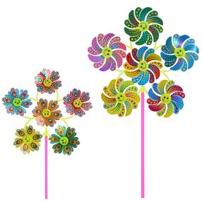 Вітрячок вертушка 6 квіток діаметр 30 см фольга 2 види MR 0667