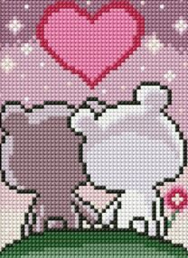 Алмазна мозаїка б/підрамн 15х20 АММ1017 Закохані ведмежата з АВ стразами "Ідейка"