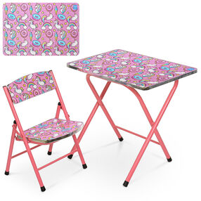 Столик дитячій складний, стільниця 40*60 см 1 стільчик єдиноріг M 19-UNI Столик дитячій складний, стільниця 40*60 см 1 стільчик єдиноріг M 19-UNI