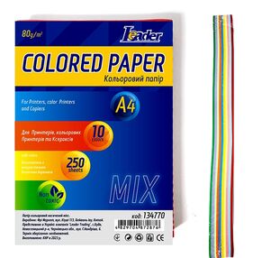 папір кольоровий офісний а4/80 гр 250 аркушів 10 кольорів по 25 аркушів