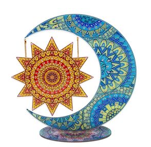 Алмазна мозаїка 30х30 BJP11 Місяць та Сонце на підставці "Strateg"