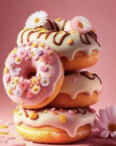 Алмазна мозаїка 40х50 SK85980 Солодкі рожеві пончики "Strateg"