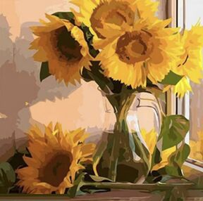 Алмазна мозаїка 30х30 ME13819 Соняхи у вазі "Strateg"