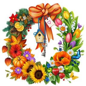 Алмазна мозаїка 30х30 HHE13843 Віночок-Цілий рік підвісний "Strateg"