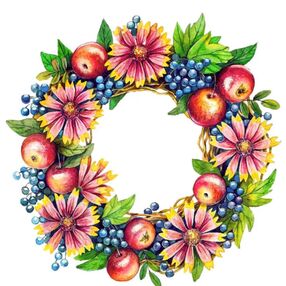 Алмазна мозаїка 30х30 HHE13844 Віночок-Квіти серпня підвісний "Strateg"