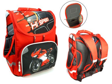 Рюкзак Leader 989039 Червоний мотоцикл короб ортопед 34х26х15см Рюкзак Leader 989039 Червоний мотоцикл короб ортопед 34х26х15см
