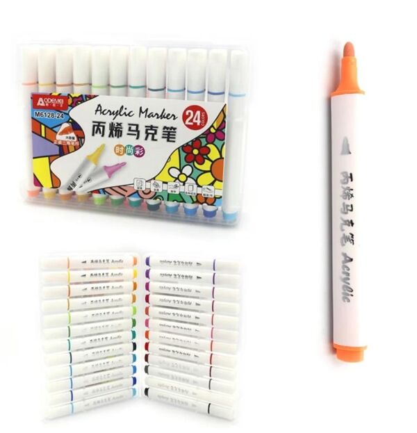 Набір скетч маркерів Акрилових 24 штуки трикутний корпус M6128-24 Ціна (цена) 104.40грн. | придбати  купити (купить) Набір скетч маркерів Акрилових 24 штуки трикутний корпус M6128-24 доставка по Украине, купить книгу, детские игрушки, компакт диски 1