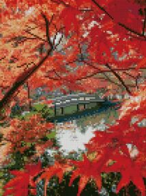 Алмазна мозаїка 30х40 HX263 Червоне листя "Strateg"