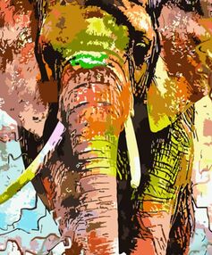 Розпис по номерах 40х50 GS1493 Слон у фарбах "Strateg"