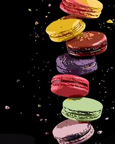 Розпис по номерах 40х50 AH1034 Макаруни на чорному фоні "Strateg"
