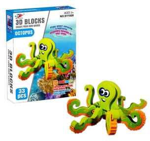 конструктор об'ємний (SY1009) м'який восьминіг 33 деталей