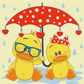 Розпис по номерах 30х30 15544-АС Каченята під парасолькою "Art Craft" арт крафт