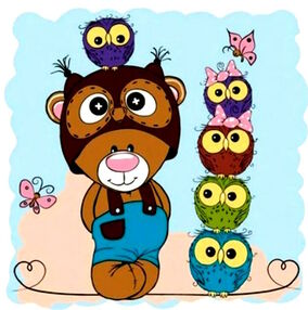 Розпис по номерах 30х30 15564-АС Ведмежатко з совенятами "Art Craft" арт крафт