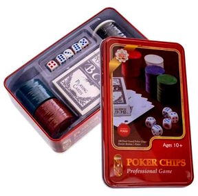 покер фішки карти в металевій коробці j02070