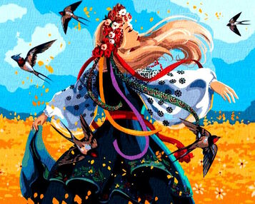 Розпис по номерах 40х50 КНО2584 Українка в танці "Ідейка"