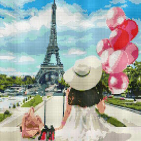Алмазна мозаїка 40х40 АМО7074 Гуляючи вулицями Парижа "Ідейка"
