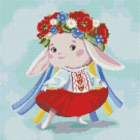 Алмазна мозаїка 40х40 АМО7434 Зайка-україночка "Ідейка"