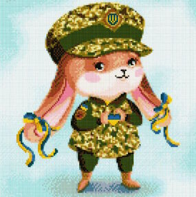 Алмазна мозаїка 40х40 АМО7443 Зайка-захисниця "Ідейка"