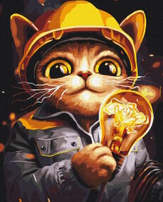 Розпис по номерах 40х50 BS53441 Котик Енергетик brushme Брашми