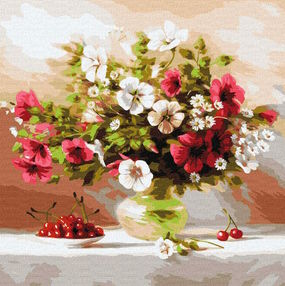 Розпис по номерах 40х40 КНО2993 Мальви і вишні "Ідейка"