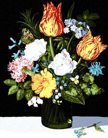 Розпис по номерах 40х50 КНО3223 Натюрморт з квітами в склянці "Ідейка"