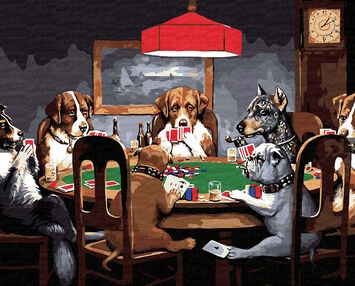 Розпис по номерах 40х50 КНО4327 Собаки грають в покер "Ідейка"