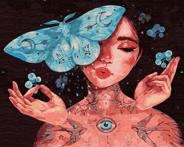 Розпис по номерах 40х50 КНО4980 Дотик метелика "Ідейка"