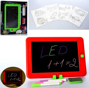 дошка для малювання led фломастери губка 2 кольори світло 023-1