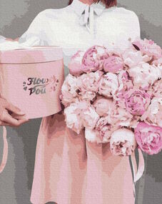 Розпис по номерах 40х50 BS37543 Піони в подарунок brushme Брашми