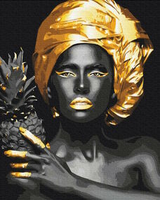 Розпис по номерах 40х50 BS52874 Екзотична краса з золотою фарбою brushme Брашми