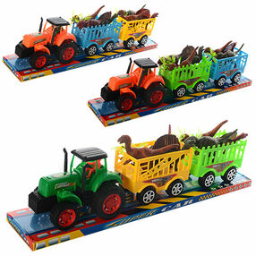 трактор інерційний причеп динозаври 3 кольори 906-277