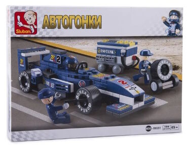 конструктор sluban автоперегони машинка фігурки 2 штуки 196 деталей m38-b0351