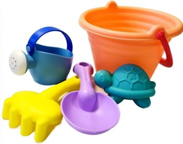 Пісочний набір мякий відерце лопатка граблі лійка формочка HG-762