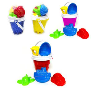 пісочний набір відро №6 + лопатка + граблі + пасочки + сито 1266