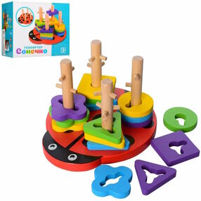 гра деревяна геометрика фігури 16 штук md 1027