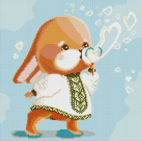 Алмазна мозаїка 40х40 АМО7442 Зайчик у вишиванці "Ідейка"
