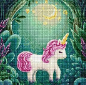 Алмазна мозаїка 40х40 АМО7458 Дивовижний одноріг "Ідейка"