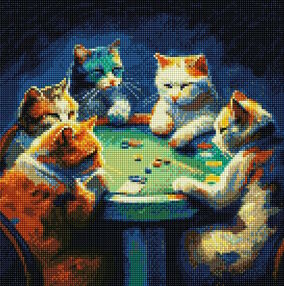 Алмазна мозаїка 40х40 АМО7522 Азартні пухнастики "Ідейка"