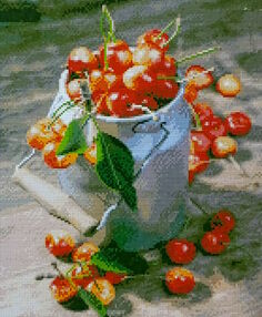 Алмазна мозаїка 40х50 D0045 Бідончик черешні "Strateg"