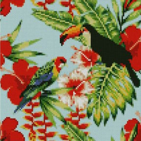 Алмазна мозаїка 30х30 CA-0010 Птиці в квітах "Strateg"