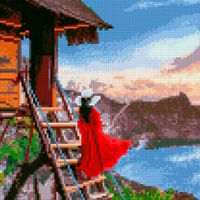 Алмазна мозаїка 30х30 CA-0042 На сходах перед красою природи "Strateg"