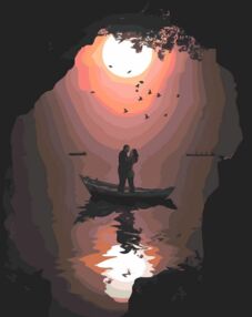 Розпис по номерах 40х50 SY6417 Закохані у човнику на кольоровому фоні "Strateg"