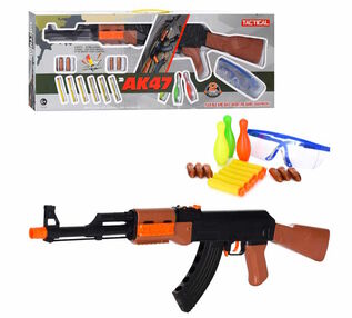 Автомат  мякі кулі 6 штук кулі гумові 6 штук кеглі 3 штуки окуляри 600-101