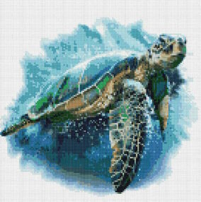 Алмазна мозаїка 40х40 АМО7430 Блакитна черепаха "Ідейка"