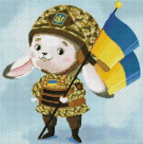 Алмазна мозаїка 40х40 АМО7440 Зайчик-захисник "Ідейка"