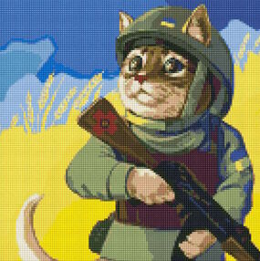 Алмазна мозаїка 40х40 АМО7508 Котик ЗСУ "Ідейка"